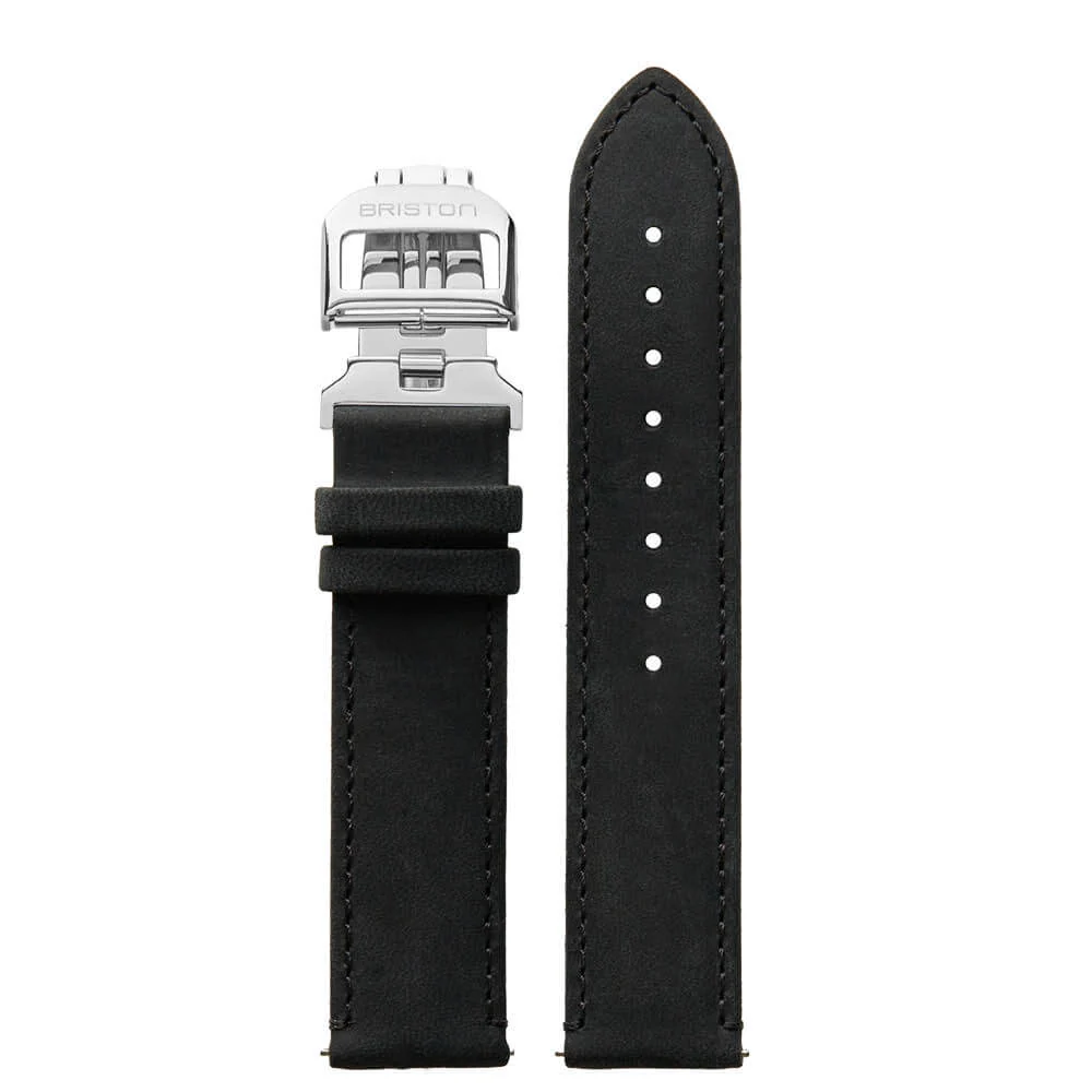 BRACELET CUIR VINTAGE - NOIR - BOUCLE DÉPLOYANTE