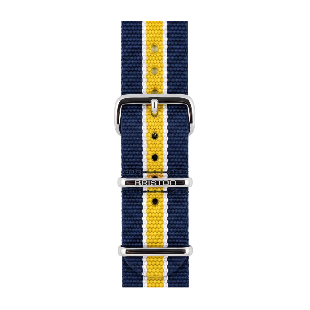 BRACELET TYPE NATO - BLEU BLANC JAUNE