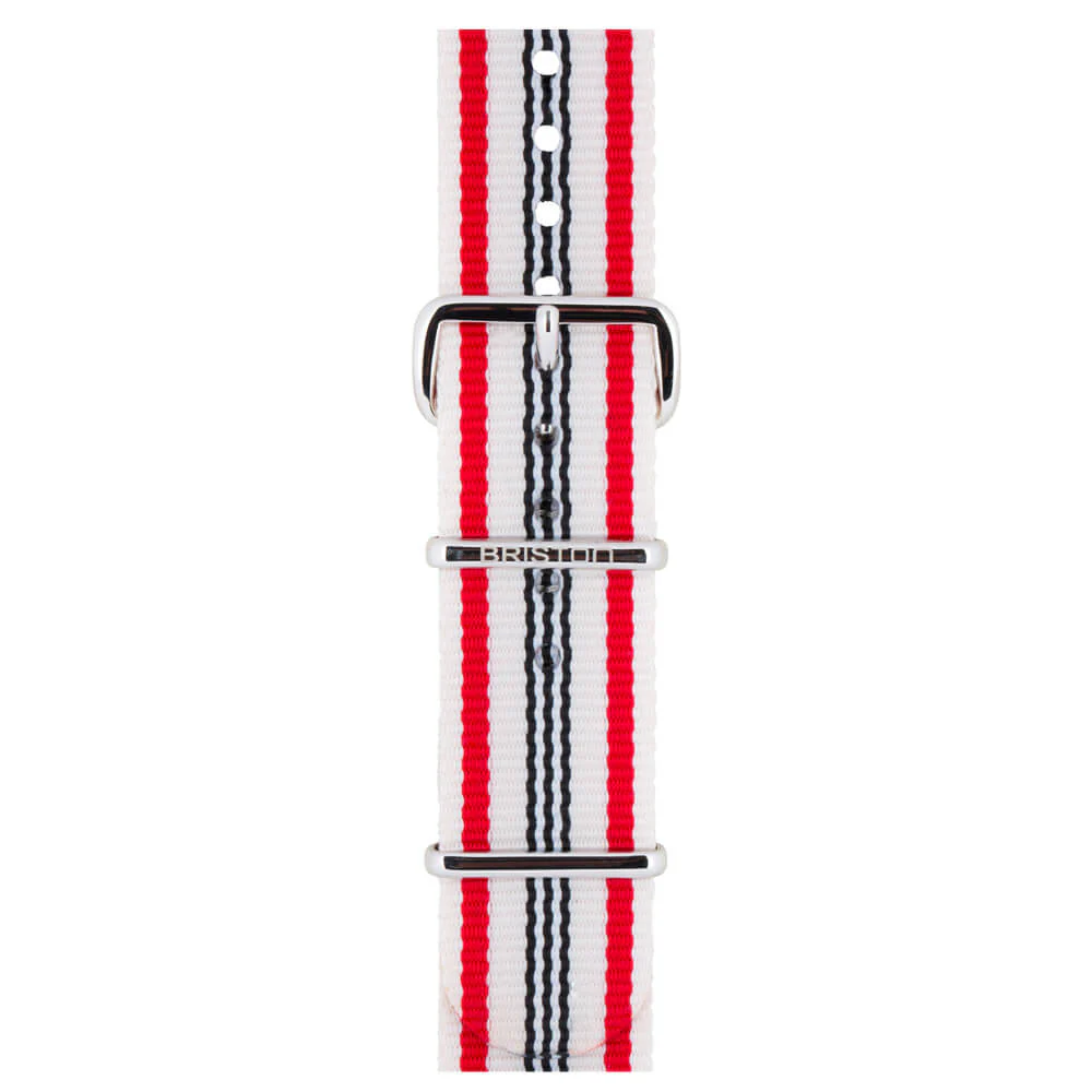 BRACELET TYPE NATO - BEIGE ROUGE BLEU