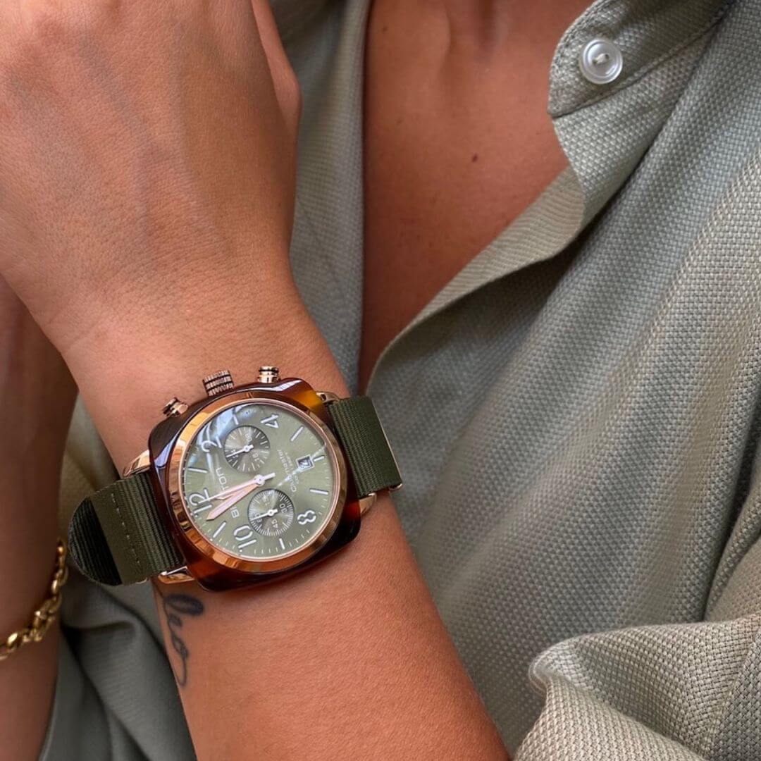 Clubmaster Classic - Chrono - Rose Gold - Vert Olive - Image 3